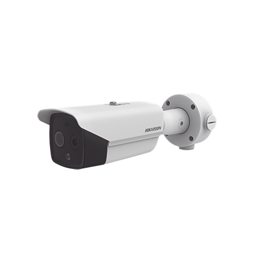 Bala IP Dual / Térmica 6.2 mm (160 x 120) / Óptico 8 mm (4 Megapixel) / DETECCIÓN DE PERSONAS 182 m /40 mts IR / Exterior IP67 / PoE / Termométrica / Detección de Temperatura / Sirena y Luz Inte / Micro SD 32 GB Incluida