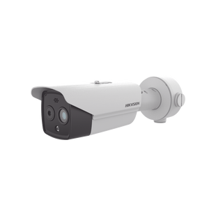 Bala IP Dual / Térmica 9.7 mm ( 256 × 192 ) / Óptico 8 mm (4 Megapixel) / 30 mts IR / Exterior IP67 / PoE / Termométrica / Detección de Temperatura / Sirena y Luz Intermitente Integrada / MicroSD