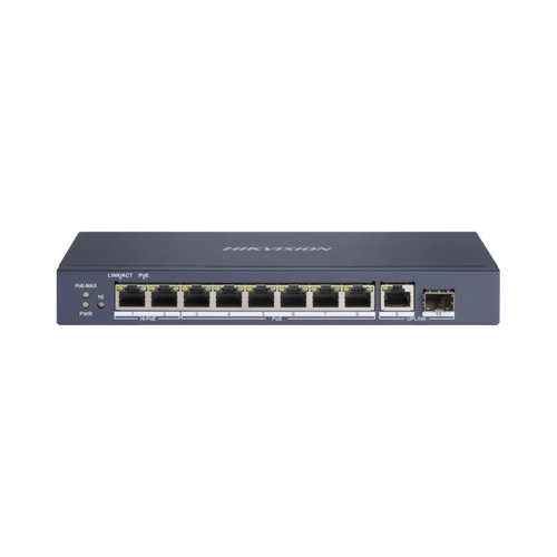 Switch PoE+ / No Administrable / 7 Puertos 1000 Mbps 802.3 af/at (30 W) / 2 Puertos 1000 Mbps Hi-PoE (90 W) / 1 Puertos 1000 Mbps Uplink / 1 Puerto SFP / Modo Extendido hasta 300 Metros / 110 Watts
