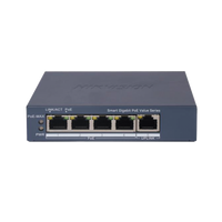 Switch Gigabit PoE+ / Administrable / 4 Puertos 1000 Mbps PoE+ / 1 Puerto 1000 Mbps Uplink / Configuración Nube Hik-PartnerPro / Modo Extendido hasta 300 Metros / 45 Watts