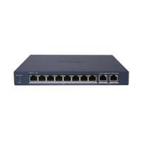 Switch Gigabit PoE+ / Administrable / 8 Puertos 1000 Mbps PoE+ / 2 Puertos 1000 Mbps de Uplink / Configuración Remota desde Hik-PartnerPro / Modo Extendido hasta 300 Metros / 60 W