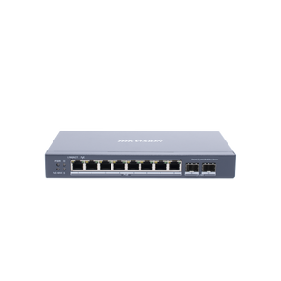 Switch Gigabit PoE+ / Administrable / 8 Puertos Gigabit PoE+ / 2 Puertos SFP / Configuración Remota desde Hik-PartnerPro / PoE Hasta 300 Metros / 110 W