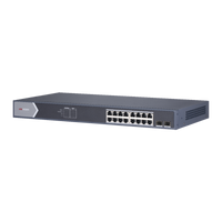 Switch Gigabit PoE+ / Monitoreable / 16 Puertos 1000 Mbps PoE+ / 1 Puerto 1000 Mbps de Uplink / 1 Puerto SFP /  Configuración Remota desde Hik-PartnerPro / Modo Extendido hasta 300 Metros / 130 Watts