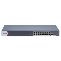 Switch Gigabit PoE+ / Monitoreable / 16 Puertos 1000 Mbps PoE+ / 1 Puerto 1000 Mbps de Uplink / 1 Puerto SFP /  Configuración Nube desde Hik-PartnerPro / Modo Extendido hasta 300 Metros / 130 Watts