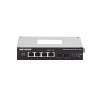 Switch Industrial No Administrable Gigabit / 3 Puertos Gigabit PoE+ (30 W) + 1 Puerto Gigabit PoE++ (60 W) / 2 Puertos SFP / 65 W Total / 48 a 57 VCD / Ideal para Proyectos / 300 Metros de Distancia