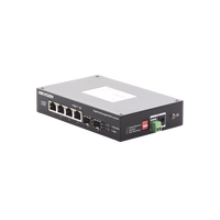 Switch Industrial No Administrable Gigabit / 3 Puertos Gigabit PoE+ (30 W) + 1 Puerto Gigabit PoE++ (60 W) / 2 Puertos SFP / 65 W Total / 48 a 57 VCD / Ideal para Proyectos / 300 Metros de Distancia