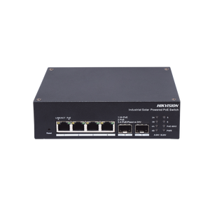 Switch Industrial Administrable Gigabit / 3 Puertos Gigabit PoE+ (30 W) + 1 Puertos Gigabit PoE++ (60 W) / 2 Puertos SFP / 120 W Total / 48 a 57 VCD / Ideal para Proyectos / 300 Metros de Distancia