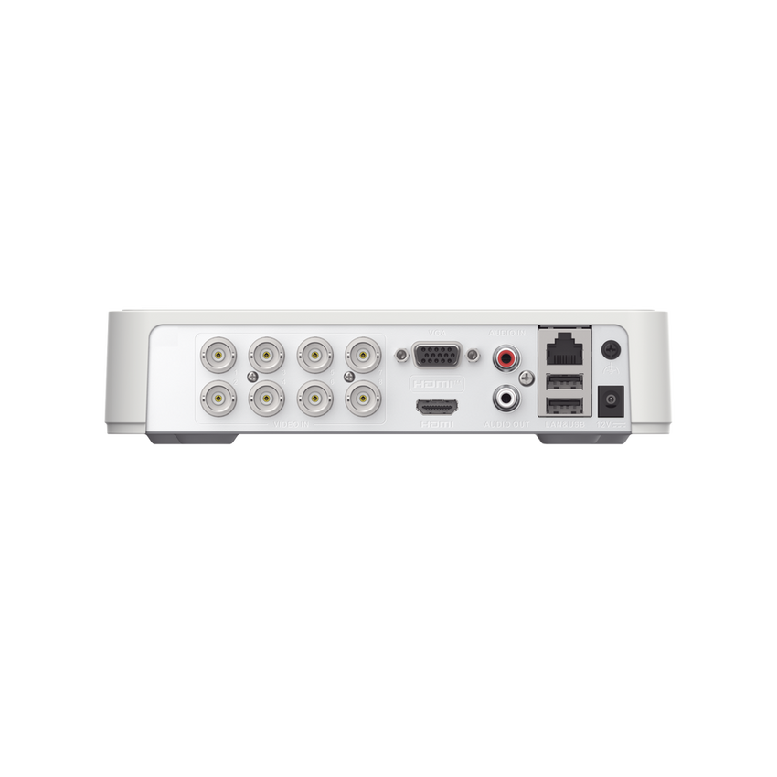 DVR 2 Megapixel (1080P) lite / 8 Canales TURBOHD / AcuSenseLite (Busqueda Inteligente Personas Vehiculos) / 1 Bahía de Disco Duro / H.265+ / Audio por Coaxitrion y Audio Bidireccional / Detección de movimiento 2.0 / Salida de vídeo Fu