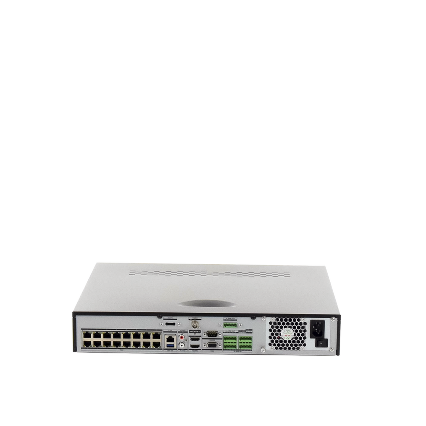 [Doble Poder de Decodificación] NVR 32 Megapixel (8K) / 16 Canales IP / 16 Puertos PoE+ / AcuSense / ANPR / Conteo de Personas / Heat Map / 4 Bahías de Disco Duro  / HDMI en 8K / Soporta POS / Alarmas I/O / Smart  Search