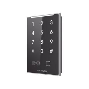 Lector de Tarjetas PROX EM y de Códigos QR / Teclado para Contraseña / Compatible con Controladores DSK2600 Series Hikvision / Comunicación RS485 y WIEGAND / IP65