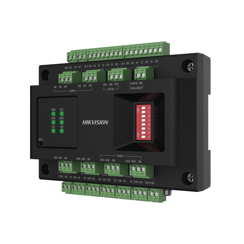 Expansor de 2 Puertas para Paneles de Control de Acceso DS-K27 Series / Comunicación RS-485 / 4 Entradas y 2 Salidas Auxiliares