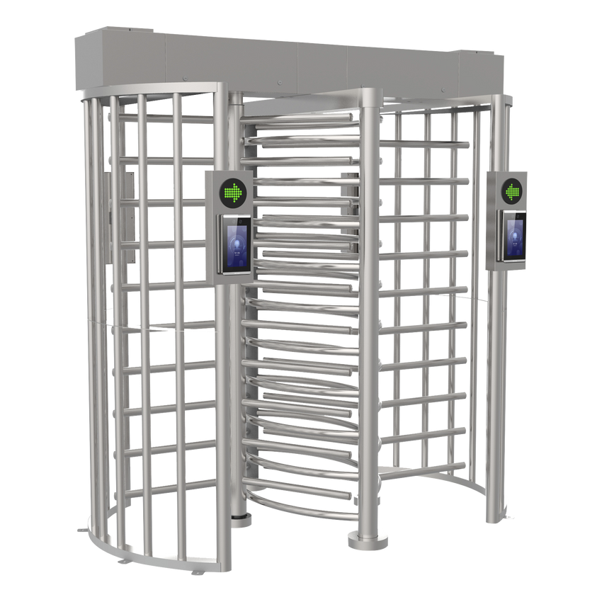 Torniquete DOBLE (2 Carriles) de Cuerpo Completo Bidireccional / Exterior / Acero Inoxidable SUS304 / 30 Personas por Minuto / Compatible con Reconocimiento Facial (Terminal no Incluida)