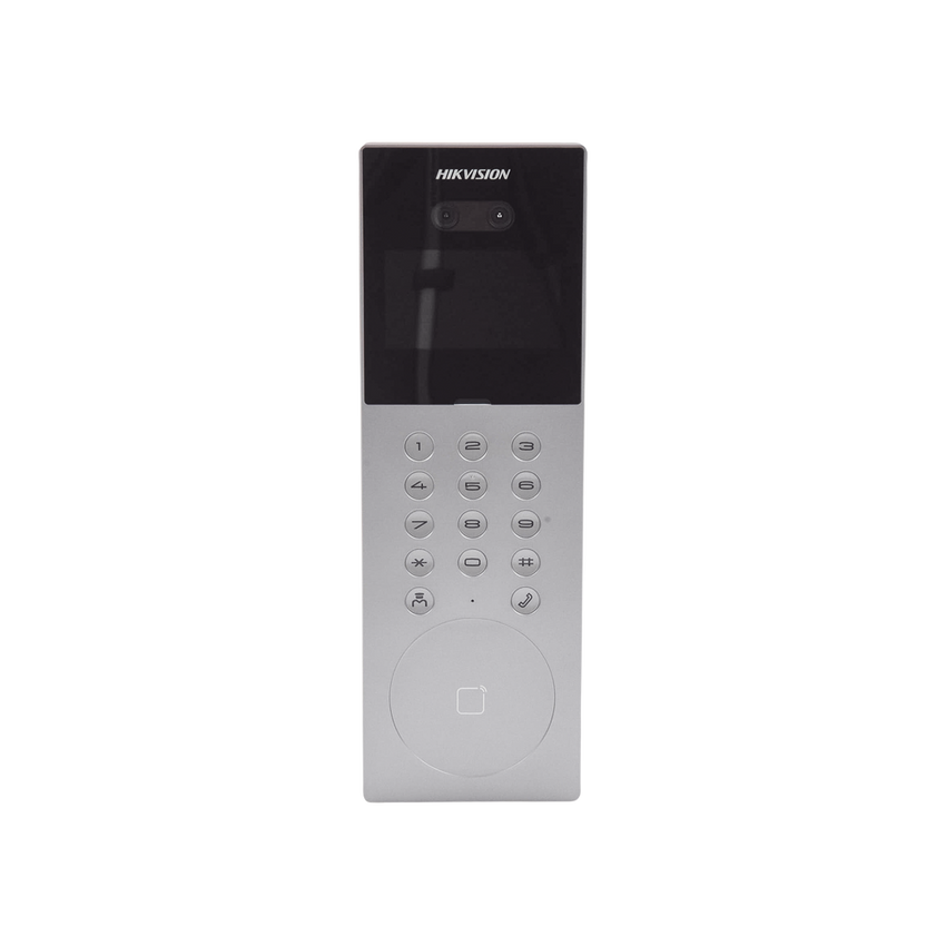 Videoportero IP Multiapartamento con Reconocimiento Facial / Llamada a App HikConnect (requiere monitor) / Protección IP65 / Apertura por Rostro, Tarjeta o App