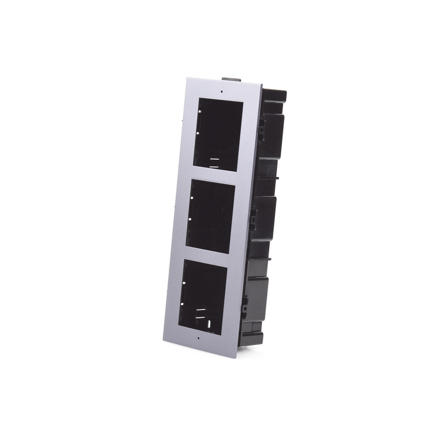 Base de 3 Espacios para EMPOTRAR Módulos de Videoporteros Hikvision