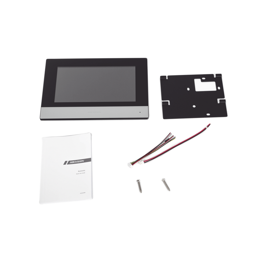Monitor Hibrido IP WiFi Touch Screen 7" para DS-KIS303P / Vídeo en Vivo / PoE Estándar / Apertura Remota / Llamada Entre Monitores / Audio de dos vías / Policarbonato