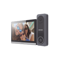 Kit de Videoportero Hibrido TurboHD con Pantalla LCD touch de 7" Wi-Fi / Frente de Calle para Exterior de Policarbonato / 720p (1 Megapíxel )130° de Visión (Gran Angular) / Llamada a App Hik-Connect