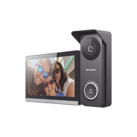 Kit de Videoportero Hibrido TurboHD con Pantalla LCD touch de 7" Wi-Fi / Frente de Calle para Exterior Metalico / 720p (1 Megapíxel )117° de Visión (Gran Angular) / Llamada a App Hik-Connect