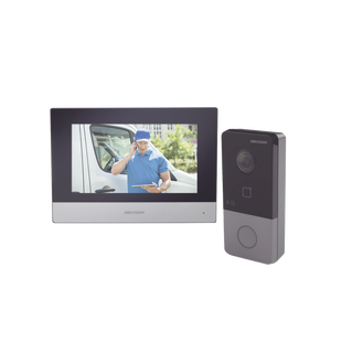 Kit de Videoportero IP Poe Estandar con llamada a App de Smartphone (HikConnect) / Apertura con tarjeta MIFARE / Frente de calle IP65 / Soporta 1 Departamento
