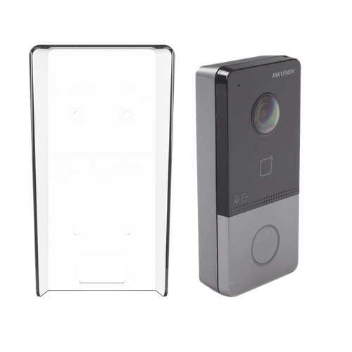 Kit Videoportero IP + Carcasa protectora 2 Megapixel  / PoE Estandar / IP65  / Apertura desde Hik-connect / Soporta 1 Departamento y Hasta 6 Monitores / Soporta Tarjetas Mifare / 1 Salida Relay