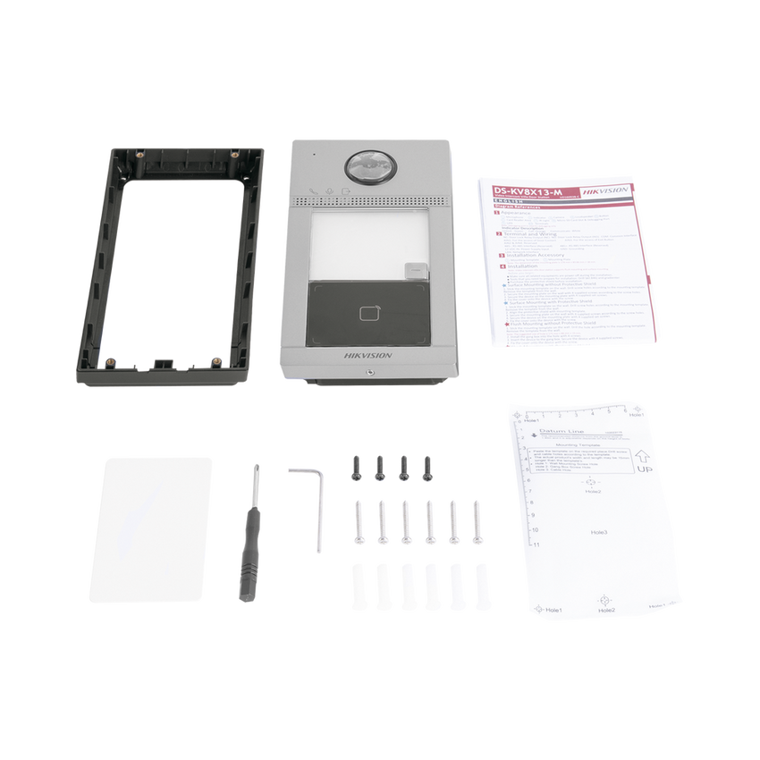 Videoportero IP 2 Megapixel / Llamada y Apertura Remota desde App Hik-Connect / PoE / Exterior IP65 + Antivandalico IK08 / 1 Departamento / Apertura con Tarjeta / Soporta 2 Puertas y hasta 6 Monitores