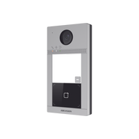 Videoportero IP 2 Megapixel / Llamada y Apertura Remota desde App Hik-Connect / PoE / Exterior IP65 + Antivandalico IK08 / 1 Departamento / Apertura con Tarjeta / Soporta 2 Puertas y hasta 6 Monitores