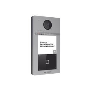 Videoportero IP 2 Megapixel / Llamada y Apertura Remota desde App Hik-Connect / PoE / Exterior IP65 + Antivandalico IK08 / 1 Departamento / Apertura con Tarjeta / Soporta 2 Puertas y hasta 6 Monitores
