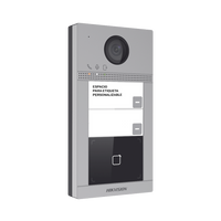 Videoportero IP 2 Megapixel / Llamada y Apertura Remota desde App Hik-Connect (requiere monitor) / PoE / Exterior IP65 + Antivandalico IK08 / 2 Departamentos / Apertura con Tarjeta / Soporta 2 Puertas y hasta 6 Monitores