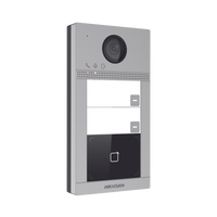 Videoportero IP 2 Megapixel / Llamada y Apertura Remota desde App Hik-Connect (requiere monitor) / PoE / Exterior IP65 + Antivandalico IK08 / 2 Departamentos / Apertura con Tarjeta / Soporta 2 Puertas y hasta 6 Monitores