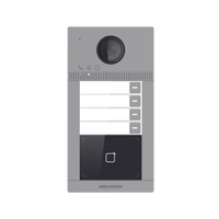 Videoportero IP 2 Megapixel / Llamada y Apertura Remota desde App Hik-Connect (Requiere monitor )/ PoE / Exterior IP65 + Antivandalico IK08 / 4 Departamento / Apertura con Tarjeta / Soporta 2 Puertas y hasta 6 Monitores