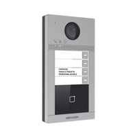 Videoportero IP 2 Megapixel / Llamada y Apertura Remota desde App Hik-Connect (Requiere monitor )/ PoE / Exterior IP65 + Antivandalico IK08 / 4 Departamento / Apertura con Tarjeta / Soporta 2 Puertas y hasta 6 Monitores