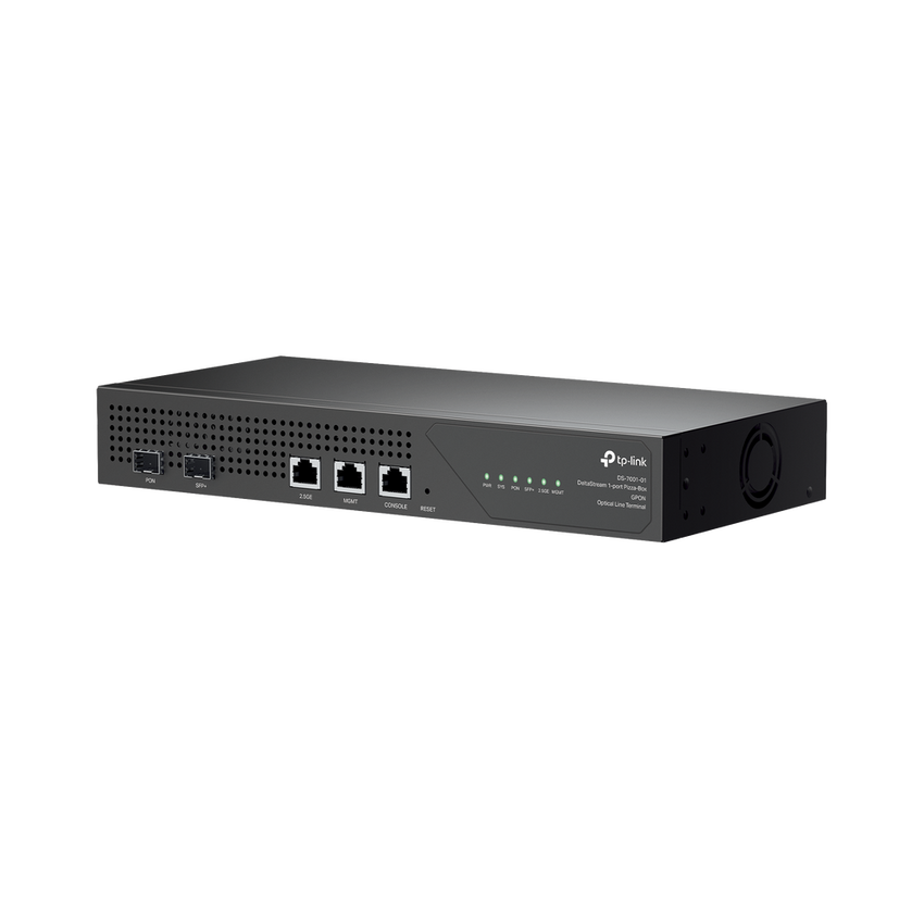 Delta Stream - OLT de 1 puerto GPON / Conexión de hasta 128 ONUs / 1 Puerto 2.5 Gigabit RJ45 Uplink PoE/  1 Puertos SFP+ Uplink / Fuentes Redundantes AC- PoE at / Administración desde la nube (DPMS)