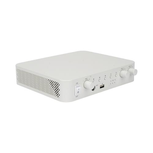 Amplificador | Bluetooth | 2 Canales con Control de volumen Independiente | 30 W por Canal | Salida 4-8 &Omega; x 2 | 100V COM x 2 | Una Zona | Música Ambiental