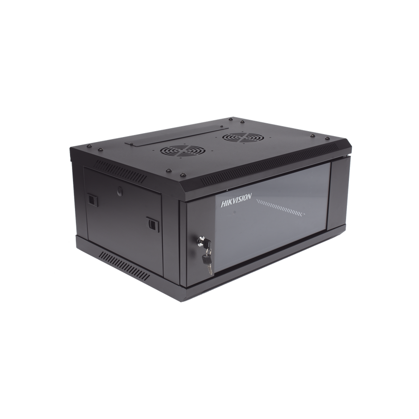 Gabinete para Montaje en Pared - Piso / Puerta de Cristal Templado / Cuerpo Fijo / 4 Unidades de Rack / 19" / Fabricado en Acero