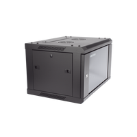 Gabinete para Montaje en Pared - Piso / Puerta de Cristal Templado / Cuerpo Fijo / 6 Unidades de Rack / 19" / Fabricado en Acero