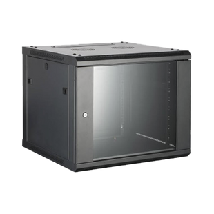 Gabinete para Montaje en Pared - Piso / Puerta de Cristal Templado / Cuerpo Fijo / 6 Unidades de Rack / 19" / Fabricado en Acero