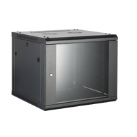 Gabinete para Montaje en Pared - Piso / Puerta de Cristal Templado / Cuerpo Fijo / 9 Unidades de Rack / 19" / Fabricado en Acero