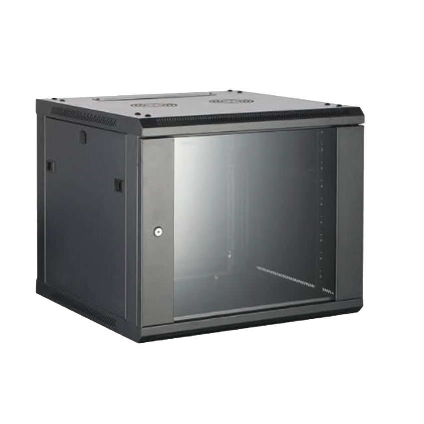 Gabinete para Montaje en Pared - Piso / Puerta de Cristal Templado / Cuerpo Fijo / 9 Unidades de Rack / 19" / Fabricado en Acero
