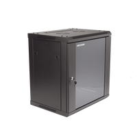 Gabinete para Montaje en Pared - Piso / Puerta de Cristal Templado / Cuerpo Fijo / 12 Unidades de Rack / 19" / Fabricado en Acero