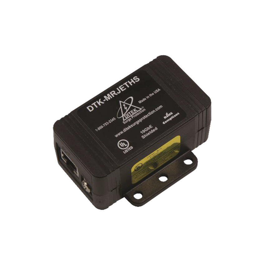 Protector de un solo canal 10GbE para sistemas de CCTV , Ideal para protección de cableado categoría CAT5e, CAT6 y CAT6A.