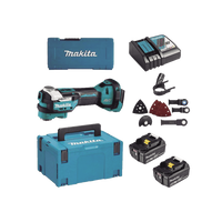 Multiherramienta Oscilante Inalámbrica de 18V, incluye 2 Baterías  BL1850B de 5.0 A, Cargador DC18RC, Accesorios y Estuche Makpac