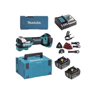 Multiherramienta Oscilante Inalámbrica de 18V, incluye 2 Baterías  BL1850B de 5.0 A, Cargador DC18RC, Accesorios y Estuche Makpac