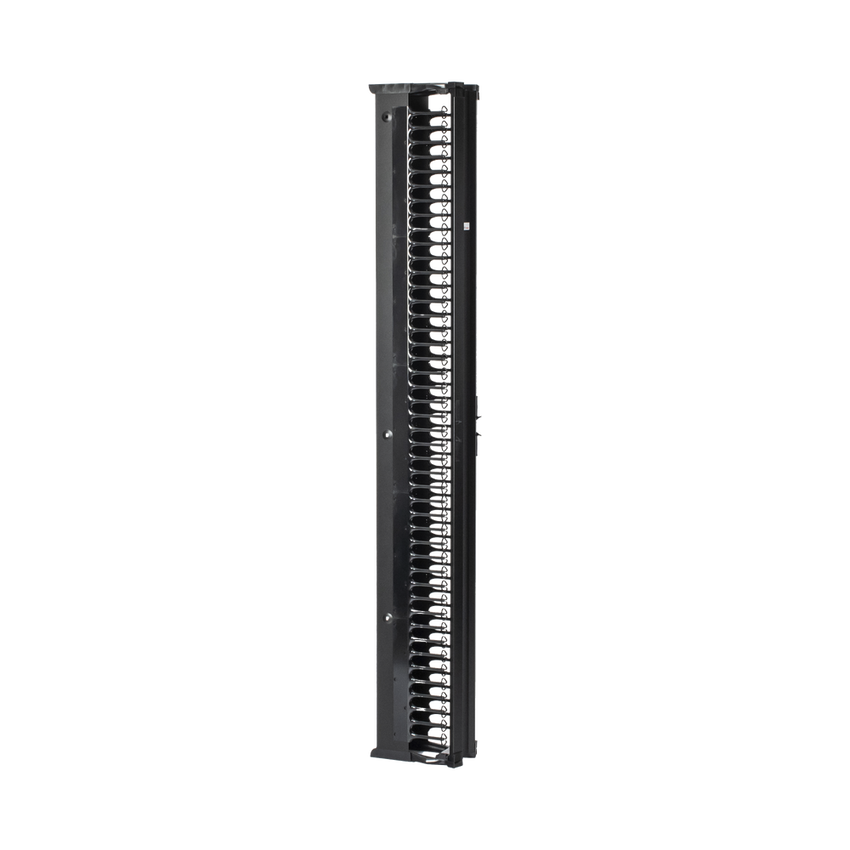 Organizador Vertical CableTek, Doble (Frontal y Posterior), Para Rack Abierto de 45 Unidades, 6 in de Ancho, Color Negro