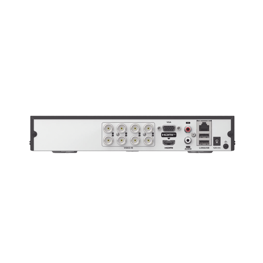[Audio Bidireccional] DVR 8 Canales TurboHD + 2 Canal IP / 2 Megapixel (1080p) Lite / Acusense Lite (Evita Falsas Alarmas) / Audio por Coaxitron / 1 Bahia de Disco Duro / H.265+ / Salida de Vídeo Full HD