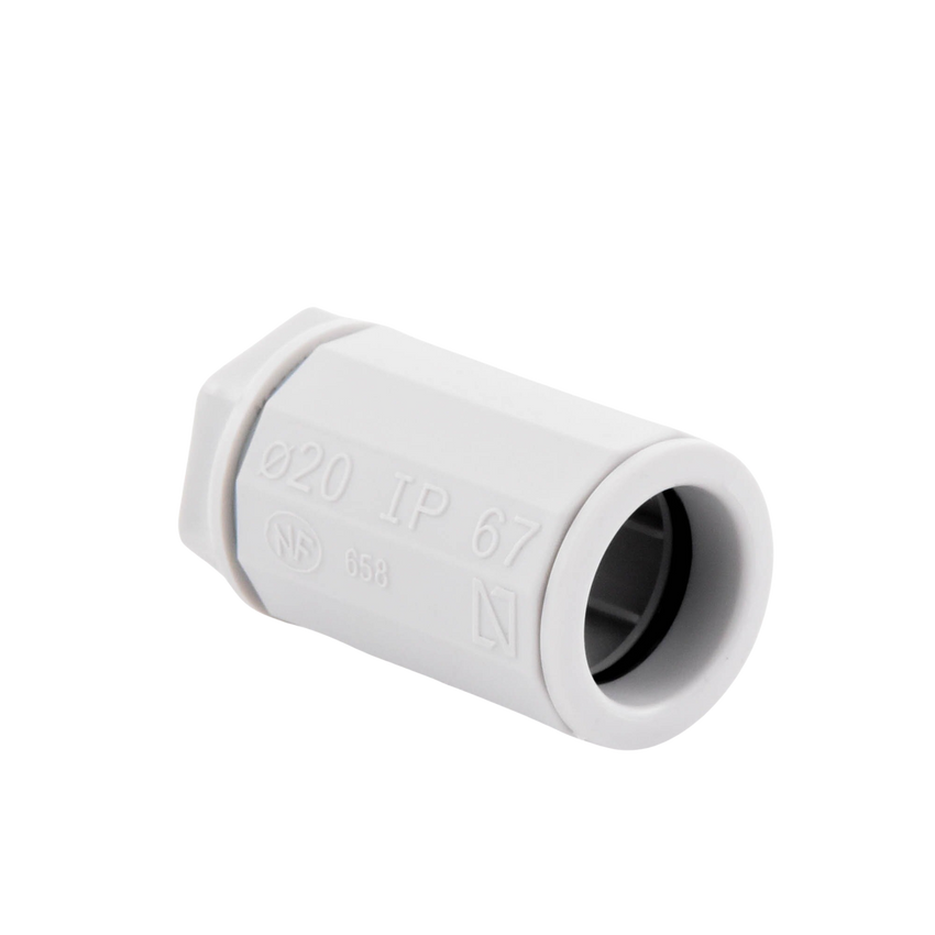 Conector de tubería rígida a caja (Racor), PVC Auto-extinguible, de 20 mm