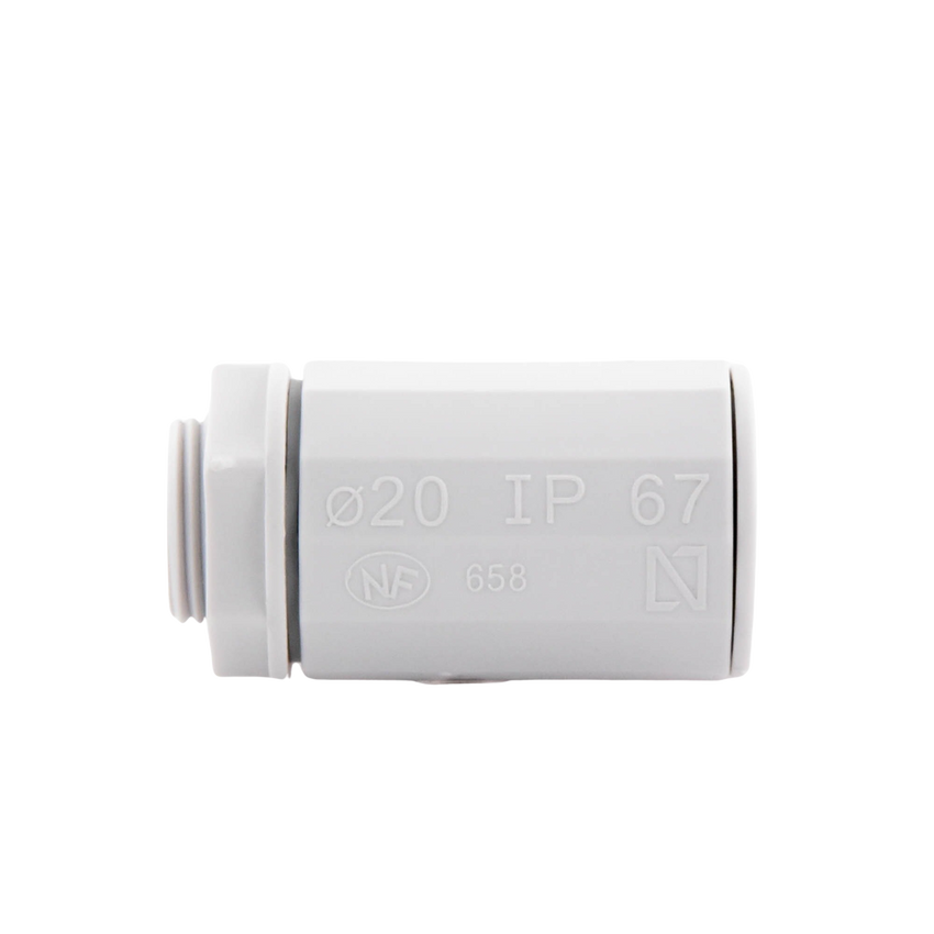 Conector de tubería rígida a caja (Racor), PVC Auto-extinguible, de 20 mm