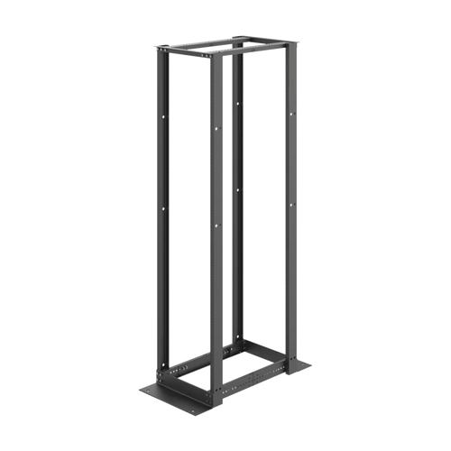 Rack de Cuatro Postes Estándar de 19", Rieles Numerados y Roscados #12-24, Profundidad Ajustable de 450 a 1050 mm, 45 Unidades de Rack, Color Negro