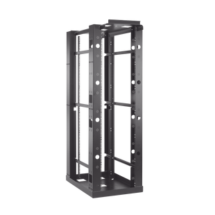 Rack de 4 Postes Sísmico, Estándar de 19 in, Rieles Con Orificio Para Tuerca Enjaulada, Fabricado en Acero, 45 Unidades de Rack, Color Negro