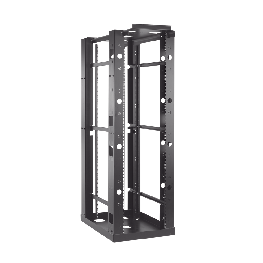 Rack de 4 Postes Sísmico, Estándar de 19 in, Rieles Con Orificio Para Tuerca Enjaulada, Fabricado en Acero, 45 Unidades de Rack, Color Negro