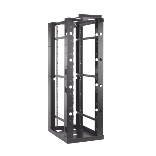 Rack de 4 Postes Sísmico, Estándar de 19 in, Rieles Con Orificio Para Tuerca Enjaulada, Fabricado en Acero, 45 Unidades de Rack, Color Negro