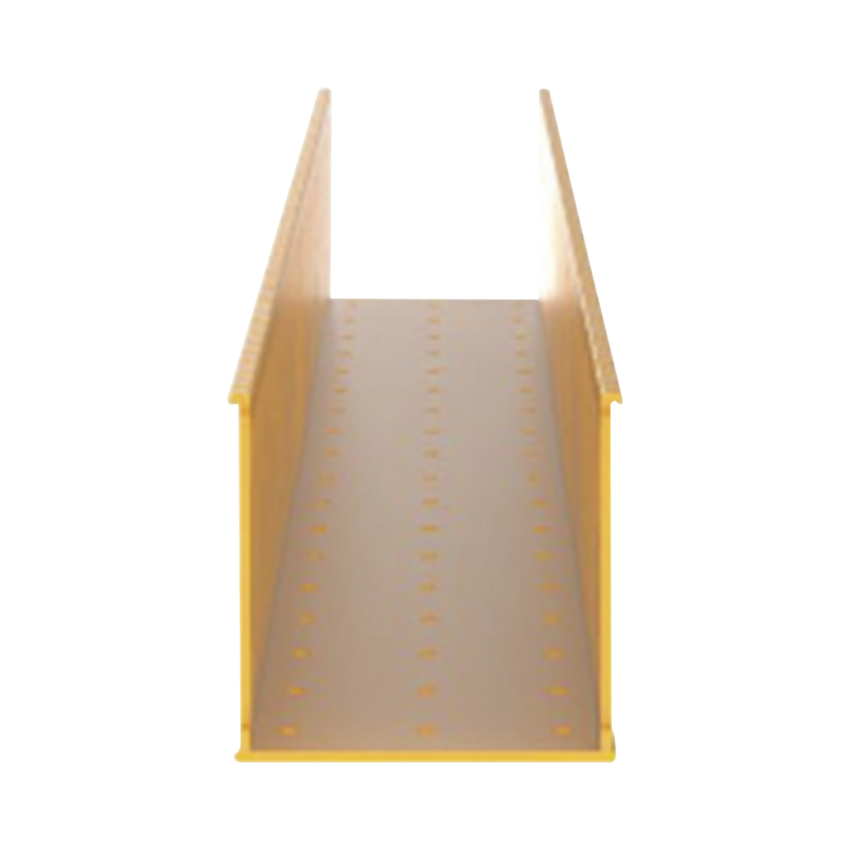 Canaleta Ranurada de PVC sin Tapa, Fiber-Duct™, 4 in de Ancho, 4 in de Alto y 1828.8 mm de Largo, Color Amarillo